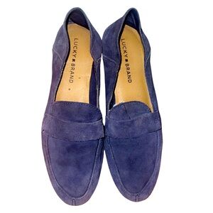 Size 8 Lucky Brand Loafers Slip On Blue Perforated Flats Suede Women's Size